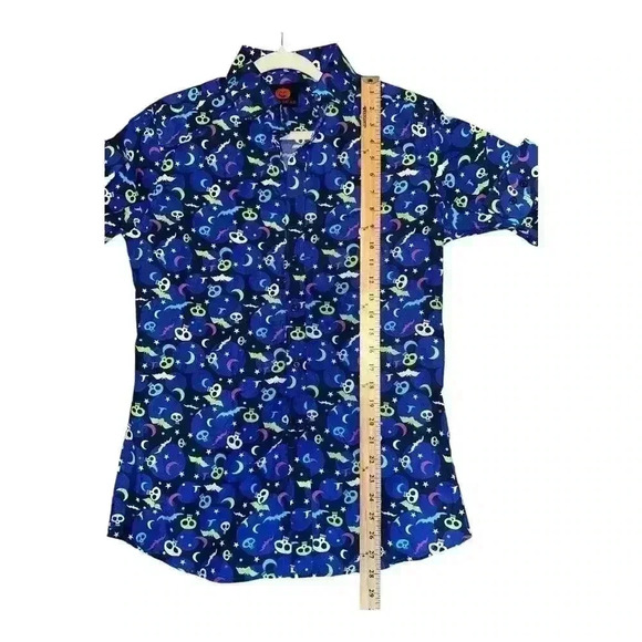 Simon Banks Mens Halloween Skulls/Bats Button Down Shirt, Sm - Picture 5 of 5